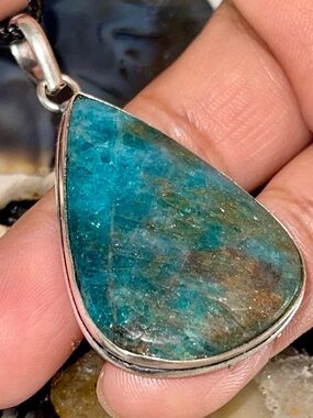 Blue & Brown Apatite Crystal Pendant 2 1/4”